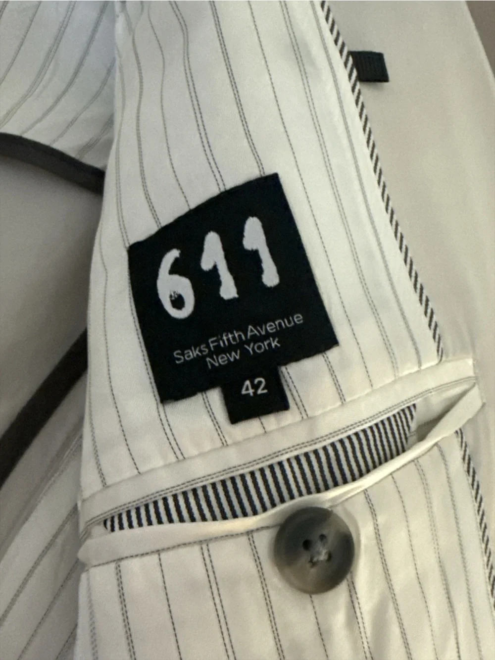 Saks Fifth Avenue 611 Men’s 42 Beige Cotton Blazer Sport Coat Made Turkey